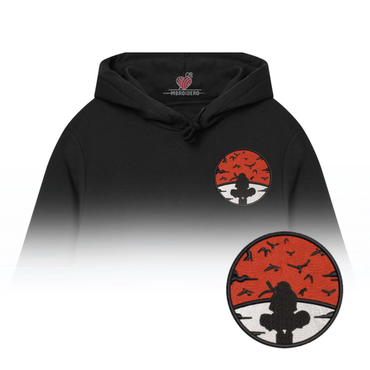 Crimson Phoenix Emblem - Uchiha Itachi Hoodie Embroidery Black