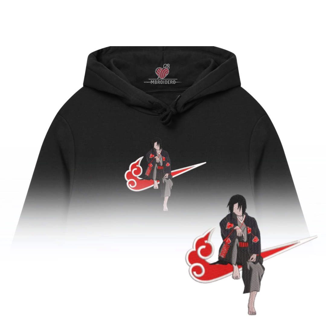 Swoosh - Uchiha Itachi Embroidery Hoodie Black